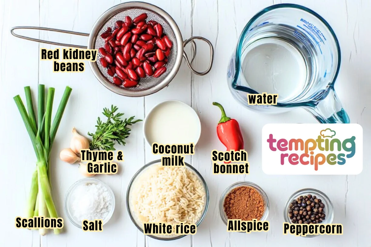 Our rice and peas ingredients