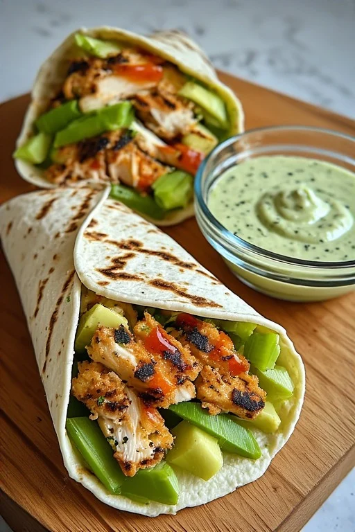 High-Protein Creamy Buffalo Chicken Wrap